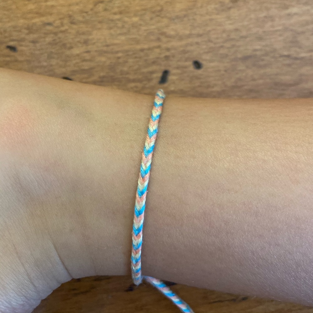 Yellow, turquoise, coral mini chevron bracelet